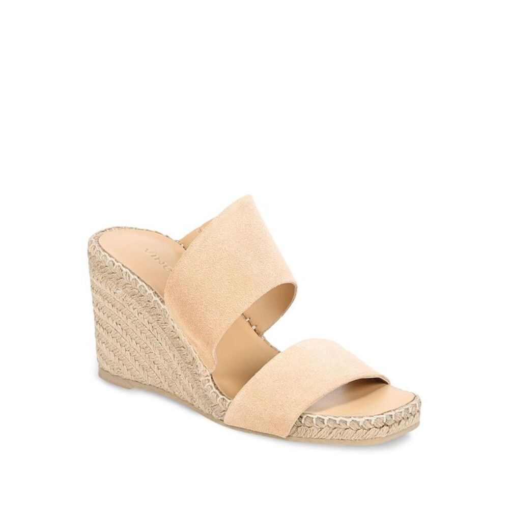 VINCE. Womens Beige 1/2" Platform Garlin Wedge Slide Sandals 9.5 M